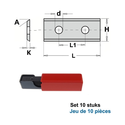 Afbeeldingen van CMT Wisselmessen L=30x12x1.5mm 45° Z2 HWM MG18, 10 stuks - 790.300.20