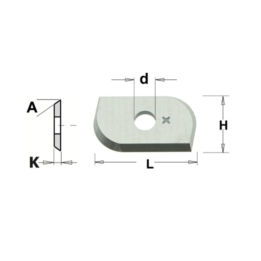 Afbeeldingen van CMT HWM Profielmes voor bossingfrees art. 05102, 05103, 05104 en 05105 L=19x12x1.5mm 35° Z2 HC05 / F1730, 1 stuk - 790639101
