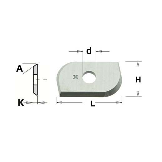 Afbeeldingen van CMT HWM Profielmes voor bossingfrees art. 05102, 05103 en 05104 L=19x12x1.5mm 35° Z2 HC05 / F1730, 1 stuk - 790639201