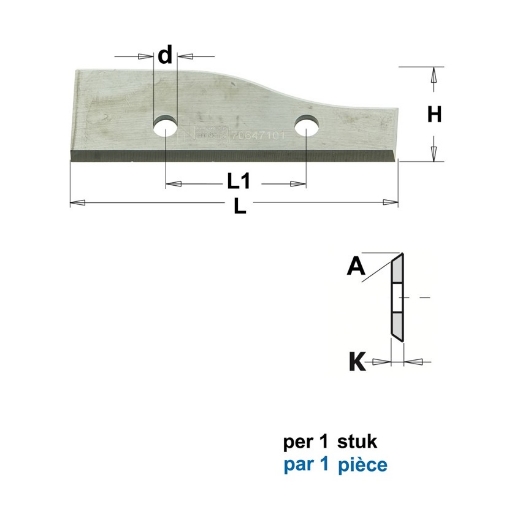 Afbeeldingen van CMT PHWM Profielmes voor bossingfrees art. 05105 L=59x1.5mm Z2 HC05 / F1730, 1 stuk - 790647101