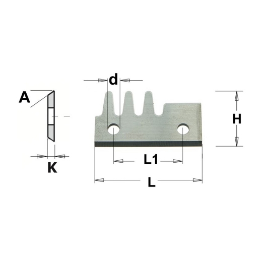 Afbeeldingen van CMT Verlijmmes met 3 tanden L=40x23x2mm Z1 HC05/F1730, 1 stuk - 790.710.220.01