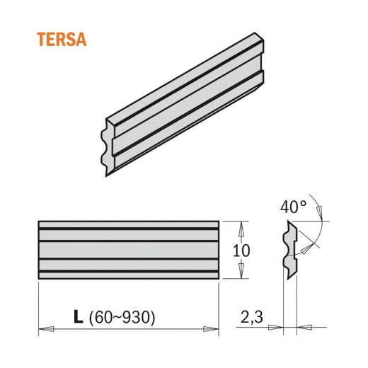 Afbeeldingen van CMT Tersa schaafmes L=250x10x2.3mm Z2 HPS - 795.250.10