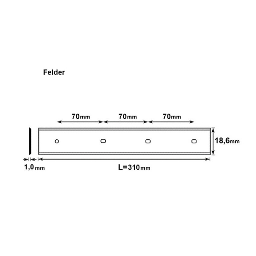 Afbeeldingen van CMT Schaafmes Brück L=310x18.6x1mm Z2 HSS (Standaard) Felder - 795.310.18FE
