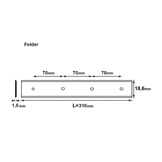 Afbeeldingen van CMT Schaafmes Brück L=310x18.6x1mm Z2 HSS M42 (Kobalt) Felder - 795.310.18FEK
