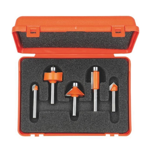 Afbeeldingen van CMT 5-delige frezenset in pvc kistje S=8mm HW - 900.005.02