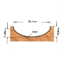 Afbeeldingen van CMT Bolle radiusfrees D=51.1x15.9mm R=35 L=66mm S=12mm Z2 HW - 914.995.11