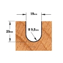 Afbeeldingen van CMT Bolle radiusfrees D=19x25mm R=9.5 L=63.5mm S=8mm Z1+1 HW - 914.192.11