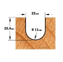 Afbeeldingen van CMT Bolle radiusfrees D=22x25mm R=11 L=63.5mm S=8mm Z1+1 HW - 914.222.11