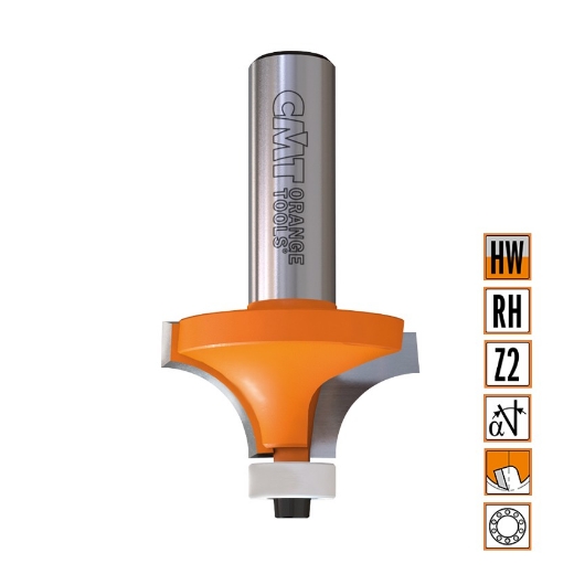 Afbeeldingen van CMT Kwart oprond frees met Delrin kogellager D=38.1x19.05mm R=12.7 L=66mm S=12mm Z2 HW - 980.504.11