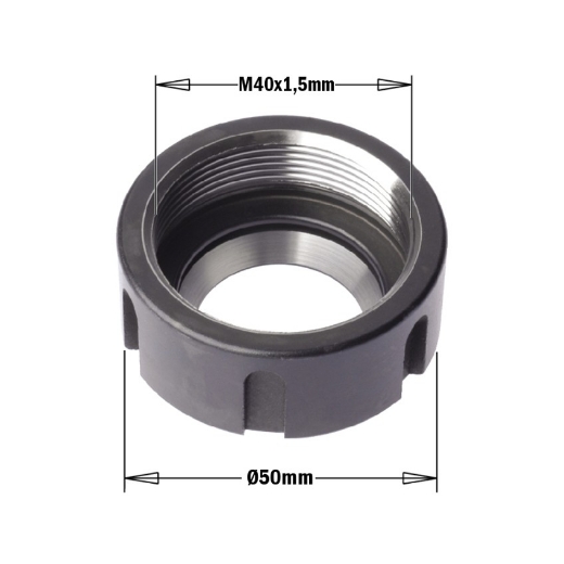 Afbeeldingen van CMT Klemmoer voor spantang ER327 zonder gelagerde ring D=50mm x M40x1.5mm LH - 992.183.02