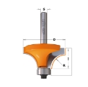 Afbeeldingen van CMT Holle radiusfrees met opstaande kant D=38.1x19mm R=12.7 L=59mm S=8mm Z2 HW - 939.380.11