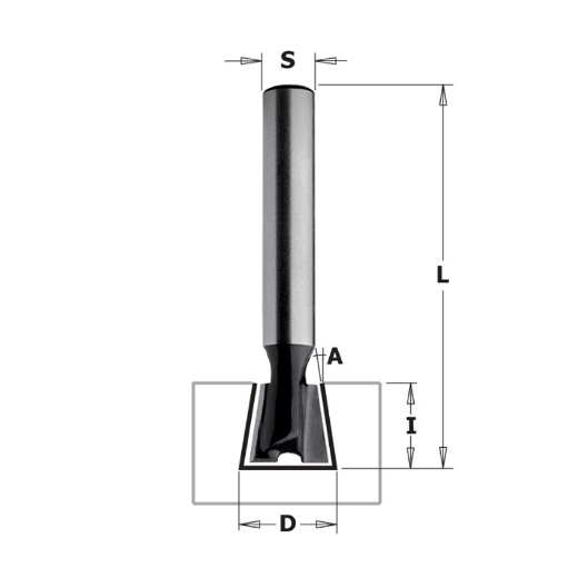 Afbeeldingen van CMT Contractor zwaluwstaartfrees D=12.7x12mm 14° L=45mm S=8mm Z2 HW - K918-127