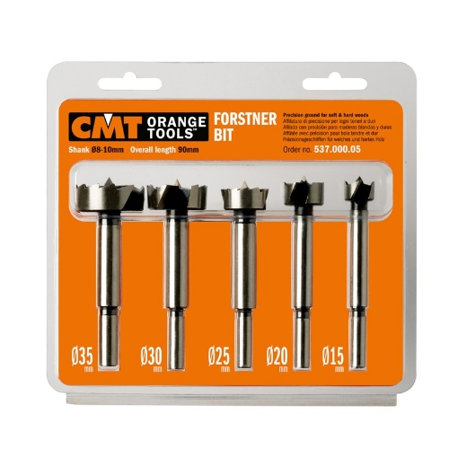 Afbeeldingen van CMT Set van 5 forstnerboren LT=90mm S=8mm Z2+V2 RH SP - 537.000.05