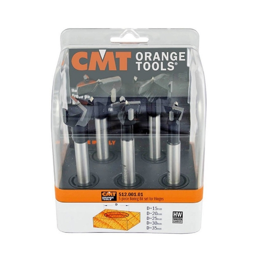 Afbeeldingen van CMT Set van 5 cilindrische potscharnierboren LT=90mm S=10x50mm Z2+V2 RH HW - 512.001.01