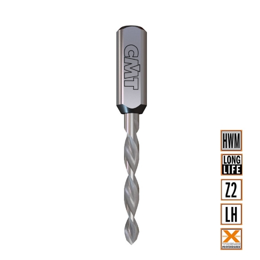 Afbeeldingen van CMT Doorgangsboor D=7mm I=35mm LT=70mm S=10x26mm Z2 LH HWM - 314.070.22