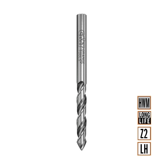 Afbeeldingen van CMT Doorgangsboor V-punt 60° geslepen D=3,5mm I=27mm LT=52mm S=3.5mm Z2 LH HWM - 363.035.42