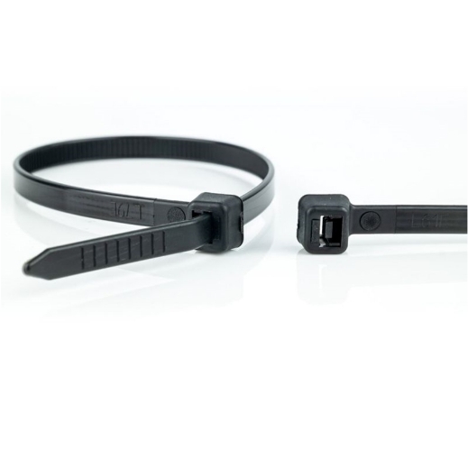 Afbeeldingen van 100st. Hittebestendige kabelbinder 7.6mm x 370mm, polyamide 6.6, kleur zwart - 120227071