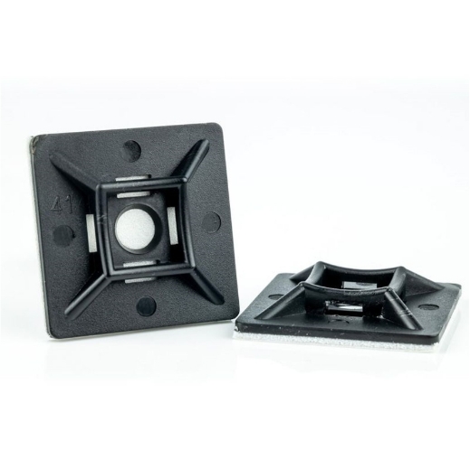 Afbeeldingen van 100st. Plakzadel voor kabelbinder 5.7mm x 27.7mm, polyamide 6.6, kleur zwart - 11952071