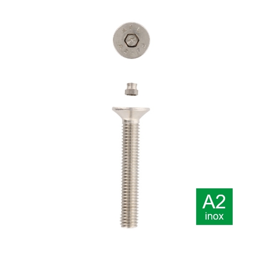 Afbeeldingen van Veiligheidsbout met inbusaandrijving met plug en verzonken kop M8x10 inox A2