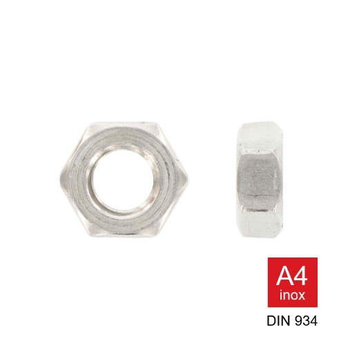 Afbeeldingen van Zeskantmoer Din 934 M10 inox A4-70