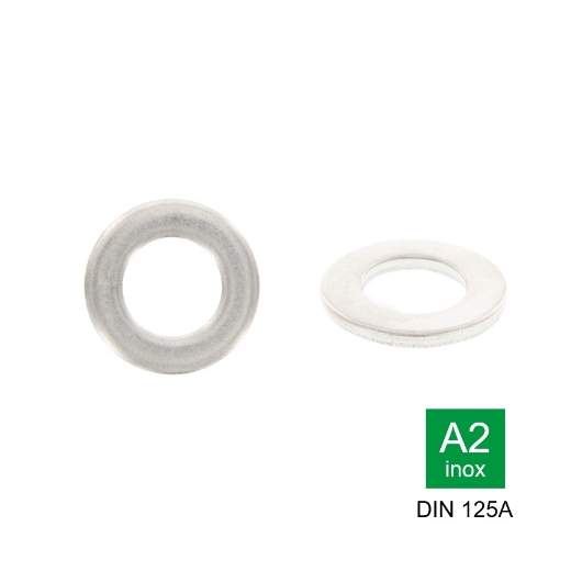 Afbeeldingen van Vlakke sluitring Din 125A M8 (8.4x16x1.6) inox A2
