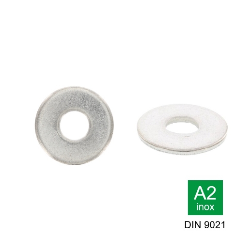 Afbeeldingen van Vlakke sluitring Din 9021 M5 (5.3x15x1.2) inox A2
