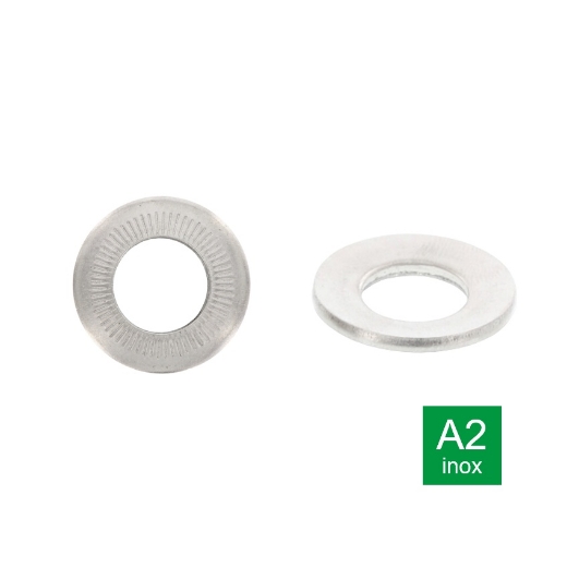 Afbeeldingen van Gekartelde conische veerring ANFOR NFE 25-511 type S (12x32x2) inox A2