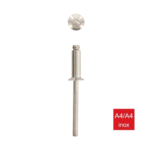 Afbeeldingen van Blindklinknagel met verzonken kop en gegroefde trekpen 5x25 inox A4/A4