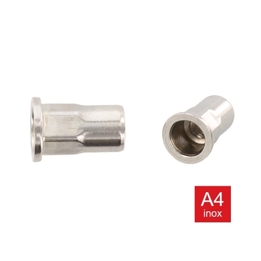 Afbeeldingen van Blindklinkmoeren met platte kop en gedeeltelijke zeskantschacht 5x13.5 inox A4
