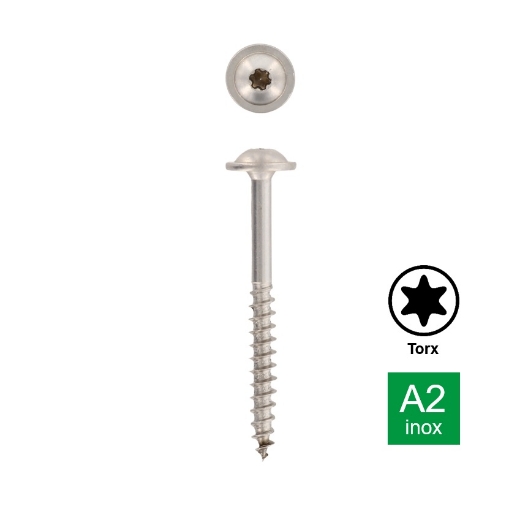 Afbeeldingen van Tellerkopschroef Torx TX20 met deeldraad en voorsnijpunt 4.5x60/36 inox A2