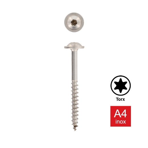 Afbeeldingen van Tellerkopschroef Torx TX20 met deeldraad en voorsnijpunt 4x60/36 inox A4