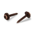 Afbeeldingen van Plaatschroef voor vensterbank met bolle kop en nylon ring Pozidrive PZ2 Bruin 3.9x19 inox A2