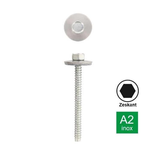 Afbeeldingen van Bekledingschroef met kegelpunt, zeskant kop en EPDM afdichtingsring 22mm 6.3x280 inox A2 (SW3/8")