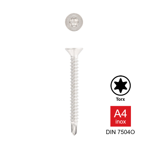 Afbeeldingen van Zelfborende plaatschroef met verzonken kop Torx TX25 Din 7504O-T 5.5x80 inox A4