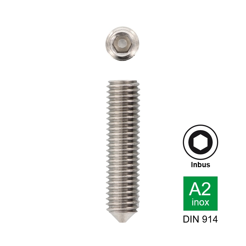 Afbeeldingen van Inbus stelschroef met kegelpunt Din 914 M2x3 inox A2