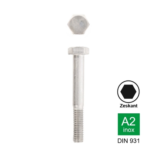 Afbeeldingen van Zeskantbout met deeldraad Din 931 M24x110/54 inox A2-70 (SW36)
