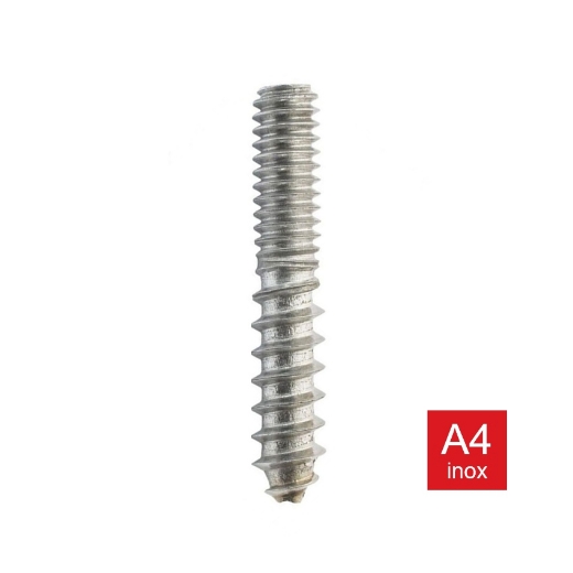 Afbeeldingen van Stokeinde / Stokschroef met platte kop M6x80 inox A4