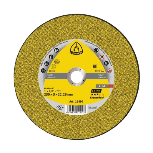 Afbeeldingen van Klingspor A 24 Extra Kronenflex® gekromde doorslijpschijf 2 - 3.2mm, 125x3.2x22.23mm, voor metaal - 209016