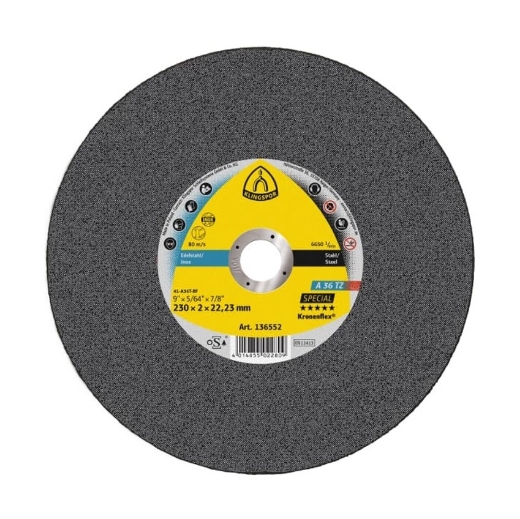 Afbeeldingen van Klingspor A 36 TZ Special Kronenflex® vlakke doorslijpschijf 230x2x22.23mm, voor RVS - 136552