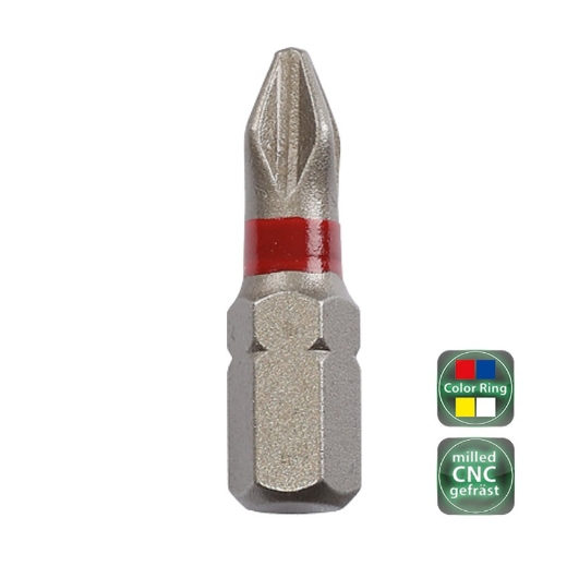 Afbeeldingen van Cobit standaard bits CNC gefreesd met kleurmarkering Philips PH3 x 25mm (10 stuks) - 02177