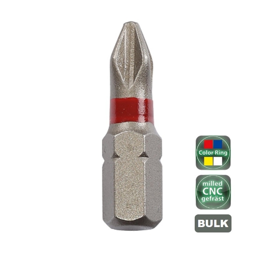 Afbeeldingen van Cobit standaard bits CNC gefreesd met kleurmarkering Philips PH3 x 25mm (100 stuks) - 60058