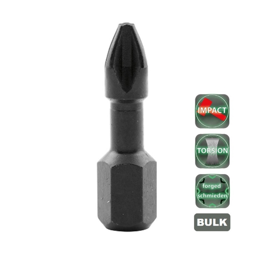 Afbeeldingen van Cobit impact torsie bits gesmeed Philips PH2 x 25mm (100 stuks) - 10151