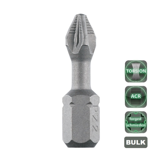 Afbeeldingen van Cobit torsie bits gesmeed met ACR® grip Pozidrive PZ1 x 25mm (100 stuks) - 60184