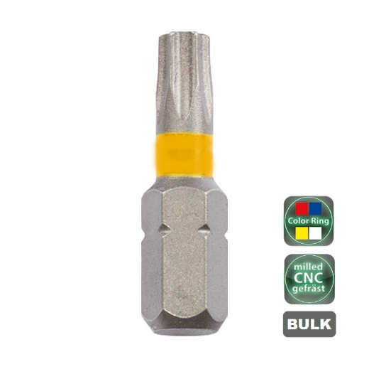 Afbeeldingen van Cobit standaard bits CNC gefreesd met kleurmarkering Torx TX6 x 25mm (100 stuks) - 60118