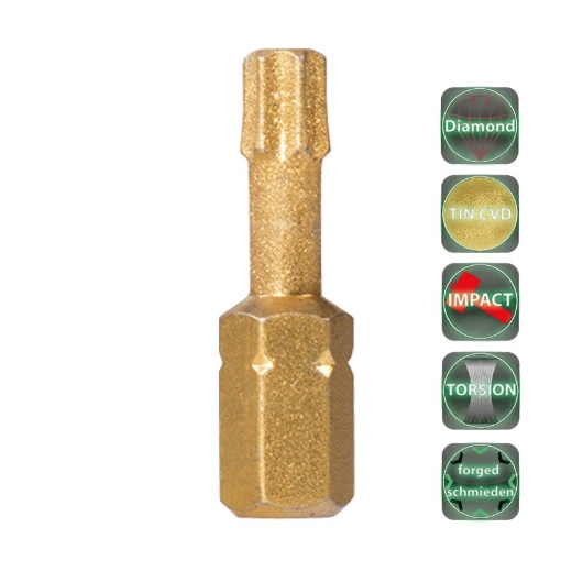 Afbeeldingen van Cobit diamant impact torsie bits Tin gesmeed Torx TX10 x 25mm (5 stuks) - 03201