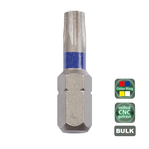 Afbeeldingen van Cobit standaard bits CNC gefreesd met boorgat & kleurmarkering Torx TX40 x 25mm (100 stuks) - 60138