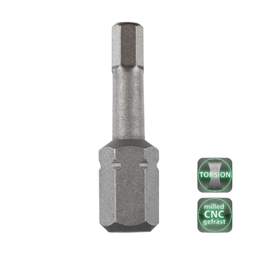 Afbeeldingen van Cobit torsie bits CNC gefreesd hexagon/inbus HEX2 x 25mm (10 stuks) - 02911