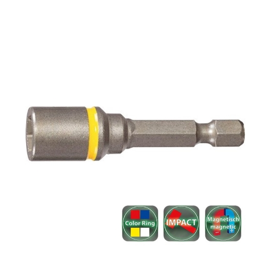 Afbeeldingen van Cobit impact dopsleutelbit magnetisch met kleurcodering SW12 x 50mm - 02832
