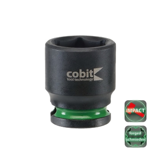 Afbeeldingen van Cobit korte impact-CrMo staal dop 3/8" met kleurmarkering 18x30mm - 03782