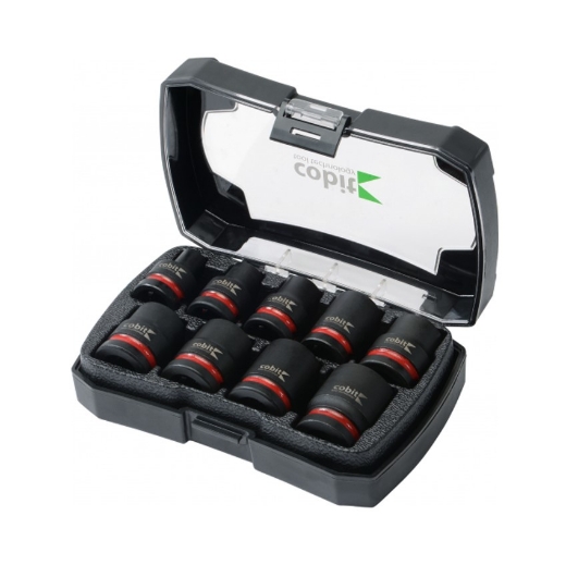 Afbeeldingen van Cobit 9-delig impact-CrMo staal 1/2" kort doppenset van 8mm tot 24mm - 02444